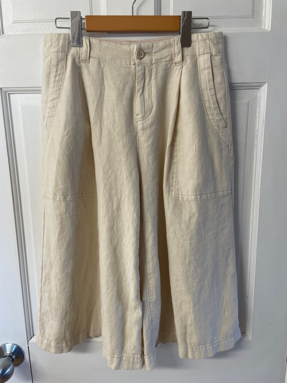 Anthropologie Pilcro Cargo Culottes Linen Blend Cream shorts women’s size 0 - Picture 2 of 15